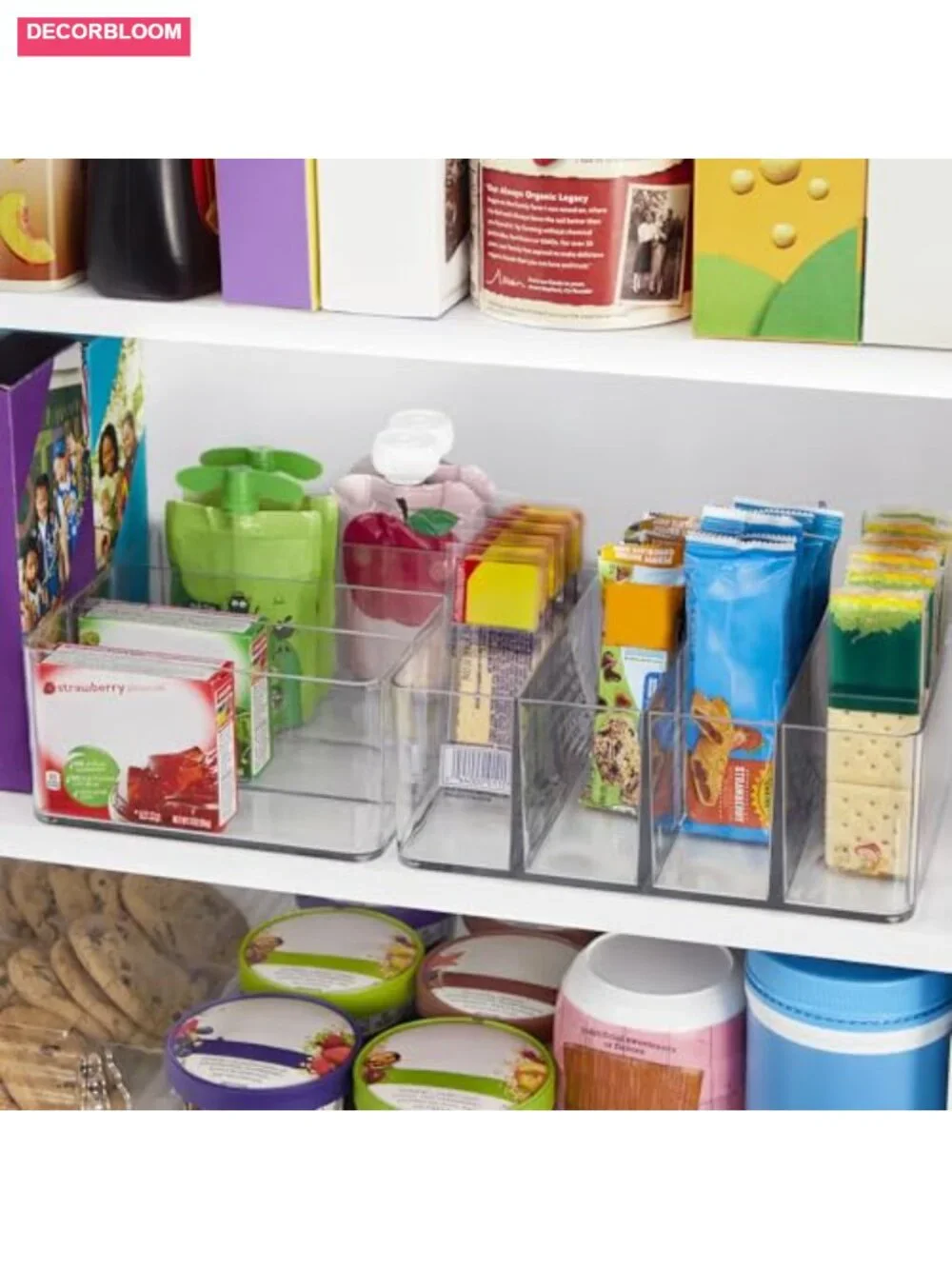 4-Compartment Clear Plastic Makeup Organizer Vanity Storage Bin Upright for